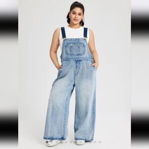 CIDER PLUS 0XL WIDE LEG OVERALLS STRETCH SUPER CUTE😍Women's Blue Denim Overalls